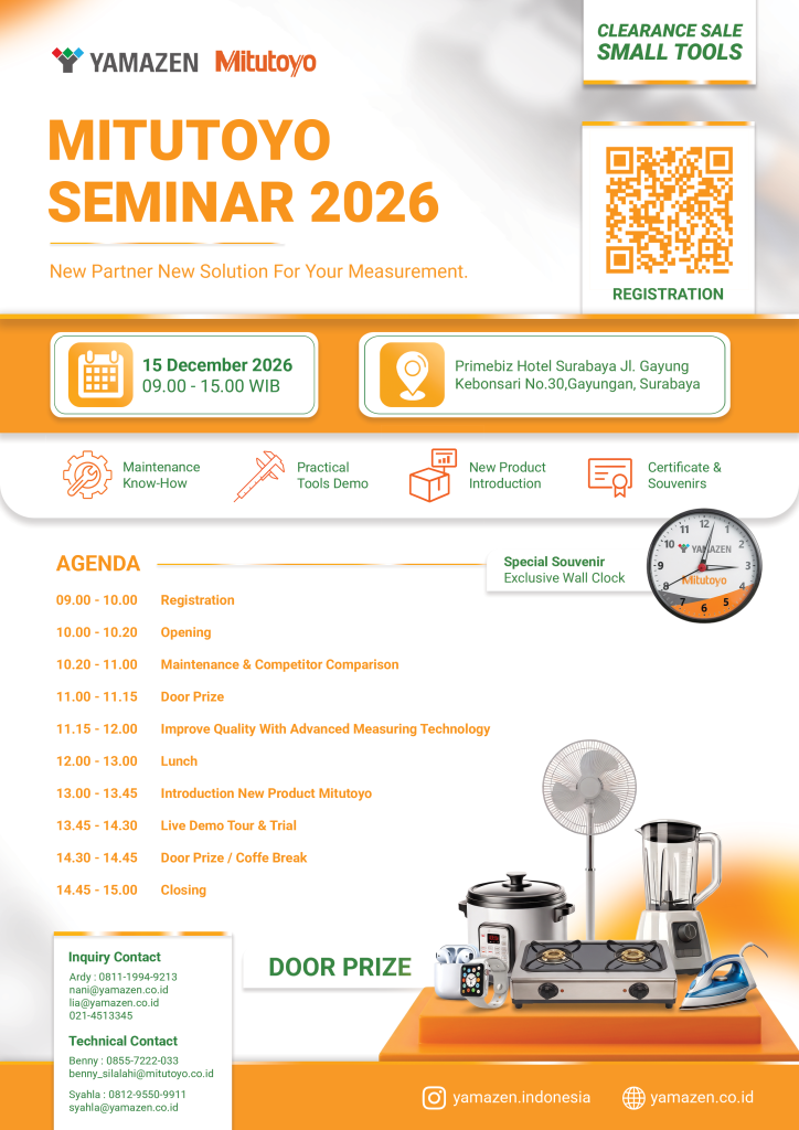 Mitutoyo Seminar 2026 Surabaya poster, 15 December 2026 at Primebiz Hotel Surabaya